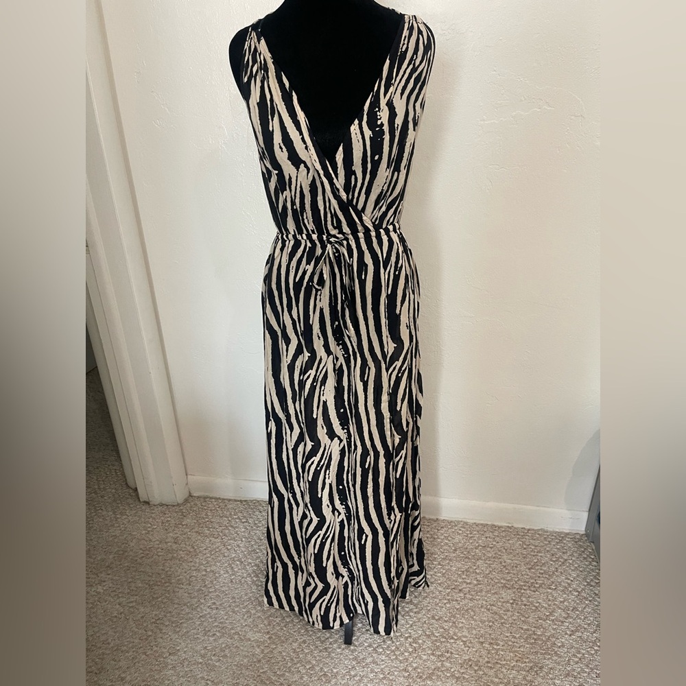 Zebra Print Faux-Wrap Maxi Dress - Boho Summer Chic